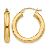 10k Yellow Gold Hoop Earrings, Polished Finish, Classic Round Design, Lightweight Snap Closure