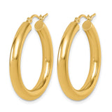 10k Yellow Gold Hoop Earrings, Classic Thick Round Design, Lightweight Minimalist Style