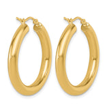 10k Yellow Gold Hoop Earrings, Classic Thick Round Design, Lightweight Minimalist Style