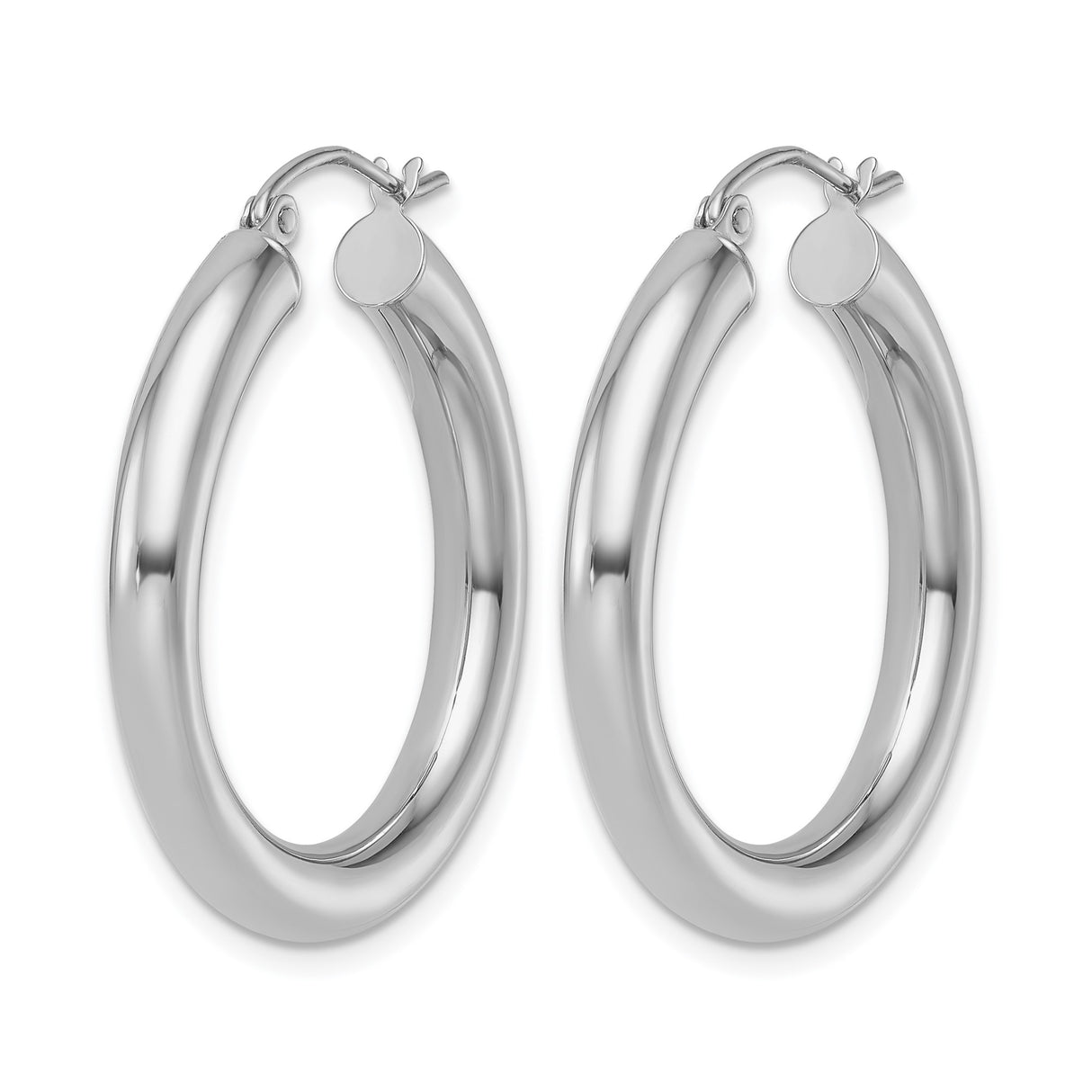 10k White Gold Hoop Earrings, Classic Polished Finish, Medium Lightweight Style for Women