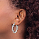 10k White Gold Hoop Earrings, Classic Polished Finish, Medium Lightweight Style for Women