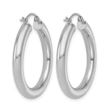 10k White Gold Hoop Earrings, Classic Polished Finish, Medium Lightweight Style for Women