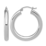 10k White Gold Hoop Earrings, Classic Polished Finish, Medium Lightweight Style for Women