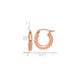 10k Rose Gold Hoop Earrings, Small Polished Round Hoops, Minimalist Modern Style for Women