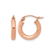 10k Rose Gold Hoop Earrings, Small Polished Round Hoops, Minimalist Modern Style for Women
