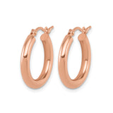 10k Rose Gold Hoop Earrings, Medium Size with Polished Finish and Hinged Clasp for Women