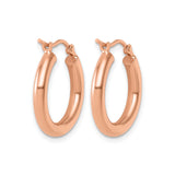 10k Rose Gold Hoop Earrings, Medium Size with Polished Finish and Hinged Clasp for Women