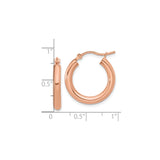 10k Rose Gold Hoop Earrings, Medium Size with Polished Finish and Hinged Clasp for Women