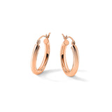 10k Rose Gold Hoop Earrings, Medium Size with Polished Finish and Hinged Clasp for Women