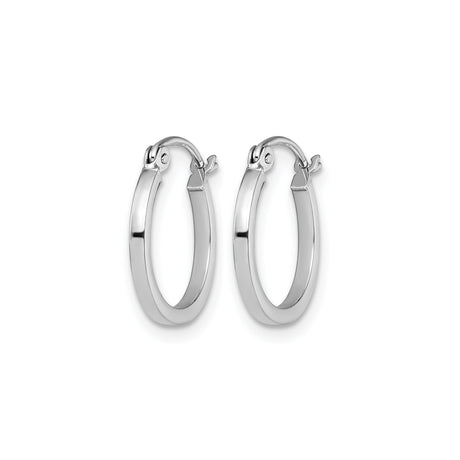 10k White Gold Hoop Earrings, Lightweight Polished Thin Round Hoops for Women
