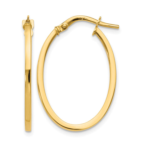 10k Yellow Gold Oval Hoop Earrings, Polished Finish, Lightweight Italian-Made Jewelry