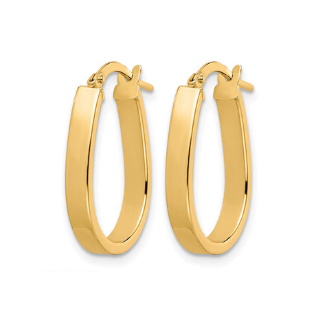 10k Yellow Gold Teardrop Hoop Earrings, Elongated Oval Lightweight Design for Women