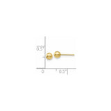 10k Yellow Gold Ball Stud Earrings, Classic Polished Round Minimalist Design for Women