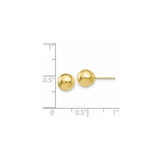 10k Yellow Gold Ball Stud Earrings, Polished Round Design, Minimalist Style for Women