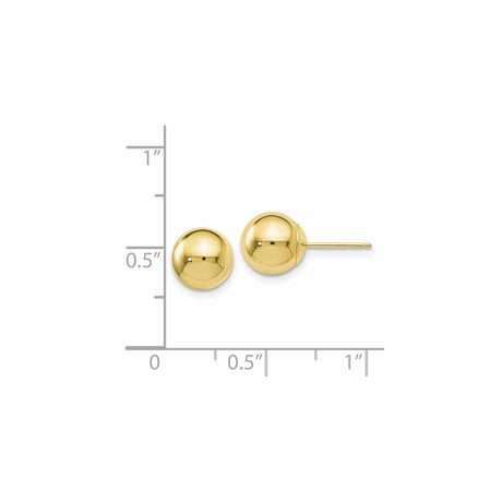 10k Yellow Gold Ball Stud Earrings, Polished Finish, Classic Round Minimalist Design for Women
