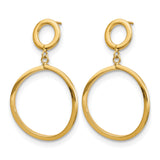 10k Yellow Gold Dangle Earrings, Open Circle Design, Lightweight Geometric Style for Women
