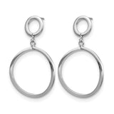 10k Yellow Gold Dangle Earrings, Rhodium Drop Hoop with Open Circle Design for Women