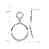 10k Yellow Gold Dangle Earrings, Rhodium Drop Hoop with Open Circle Design for Women