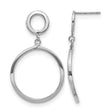 10k Yellow Gold Dangle Earrings, Rhodium Drop Hoop with Open Circle Design for Women