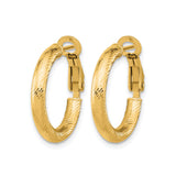 10k Yellow Gold Hoop Earrings, Diamond Cut Textured Finish, Latch Back Closure