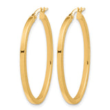 10k Yellow Gold Oval Hoop Earrings with Flat Edge and Satin Finish for Women