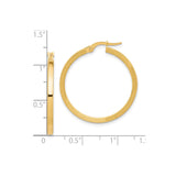 10k Yellow Gold Hoop Earrings, Lightweight Brushed Texture with Smooth Finish, Classic Round Style