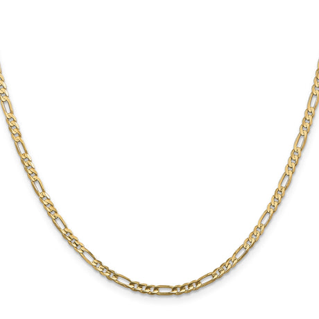 10K Yellow Gold 3 mm Figaro Chain Necklace, Polished