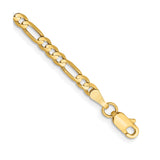 10K Yellow Gold 3 mm Figaro Chain Anklet, Polished