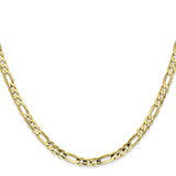 10K Yellow Gold 4 mm Figaro Chain Necklace, Polished
