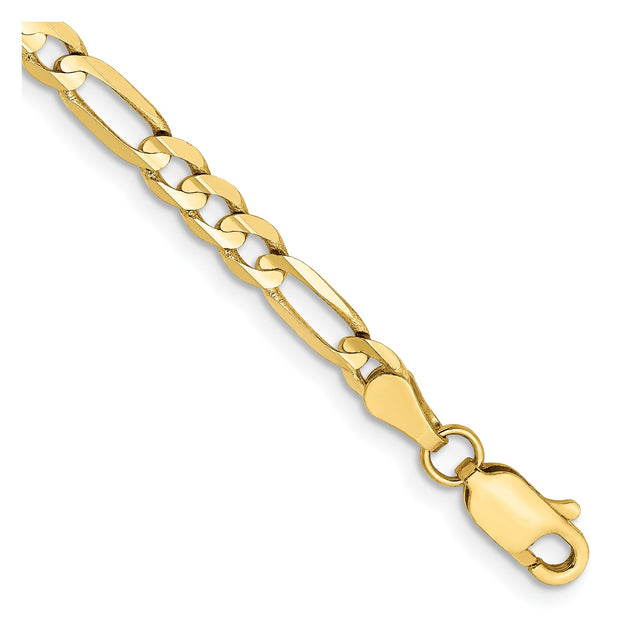 10K Yellow Gold 4 mm Figaro Chain Bracelet, Polished
