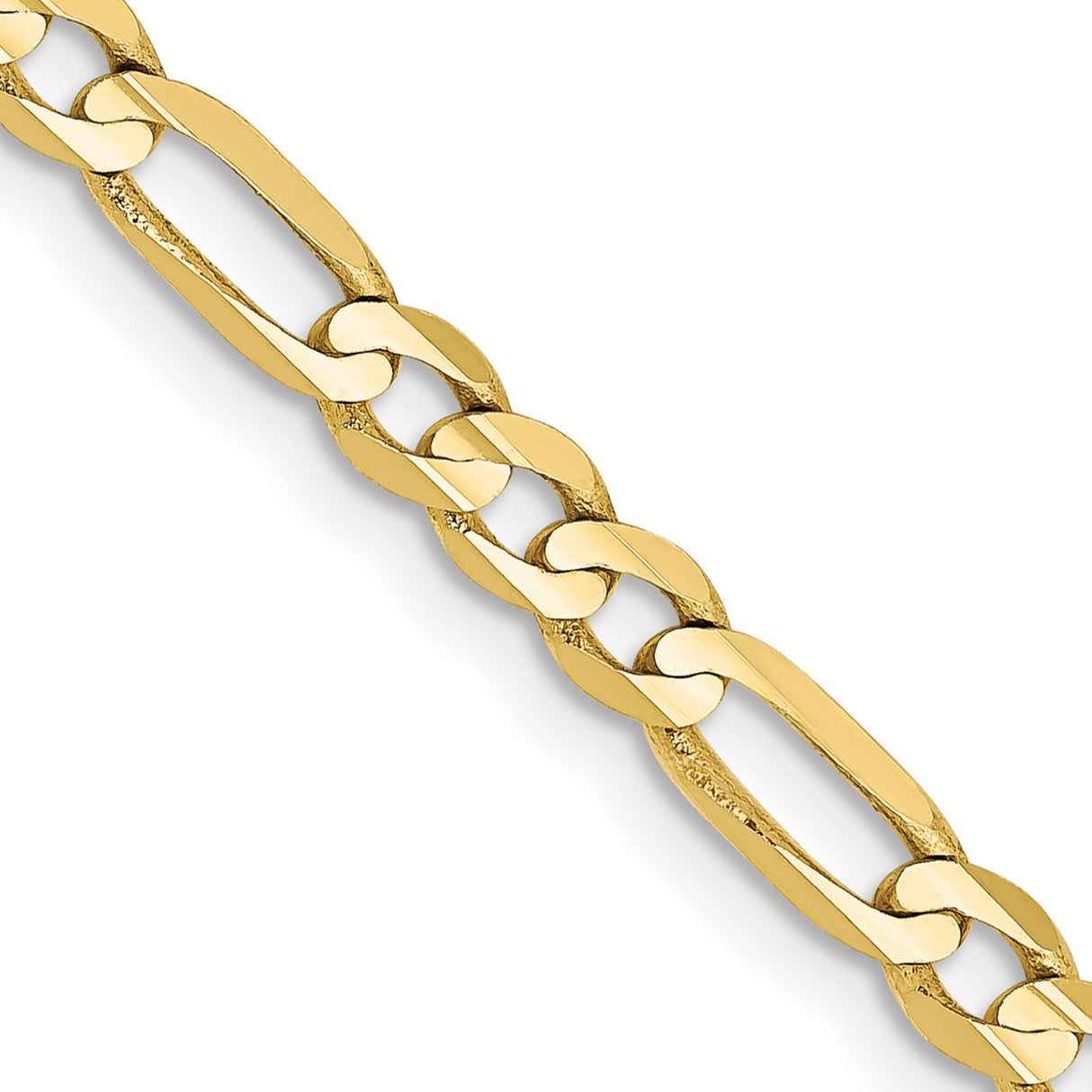 10K Yellow Gold 4 mm Figaro Chain Necklace, Polished detail view