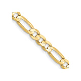 10K Yellow Gold 4.5 mm Figaro Chain Necklace, Polished detail view