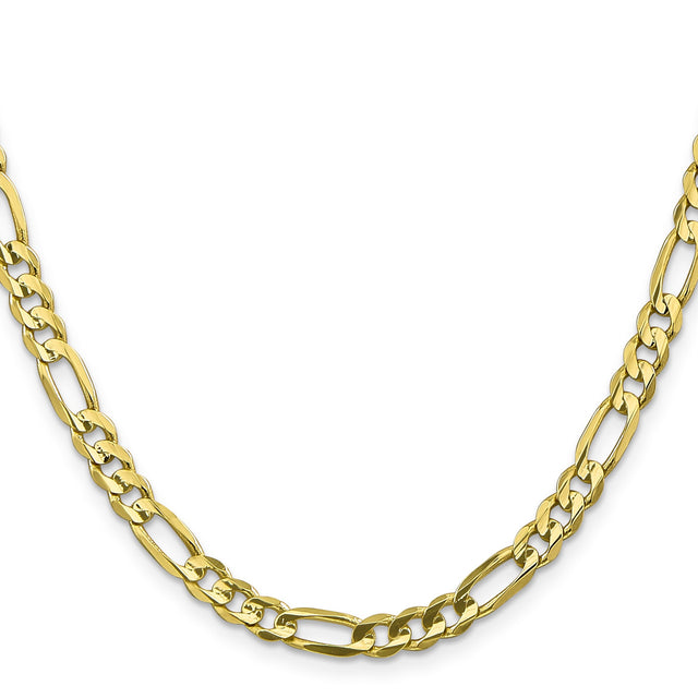 10K Yellow Gold 5.5 mm Figaro Chain Necklace, Polished
