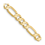 10K Yellow Gold 5.5 mm Figaro Chain Necklace, Polished detail view