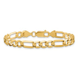 10K Yellow Gold 6 mm Figaro Chain Anklet, Polished