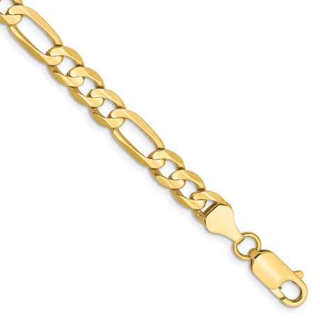10K Yellow Gold 6 mm Figaro Chain Bracelet, Polished alternate angle