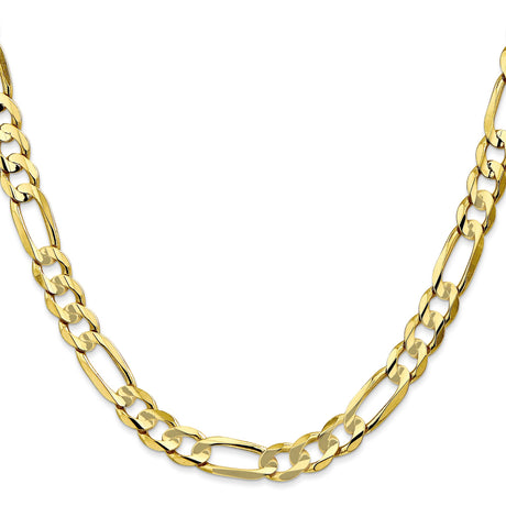 10K Yellow Gold 6.75 mm Figaro Chain Necklace, Polished