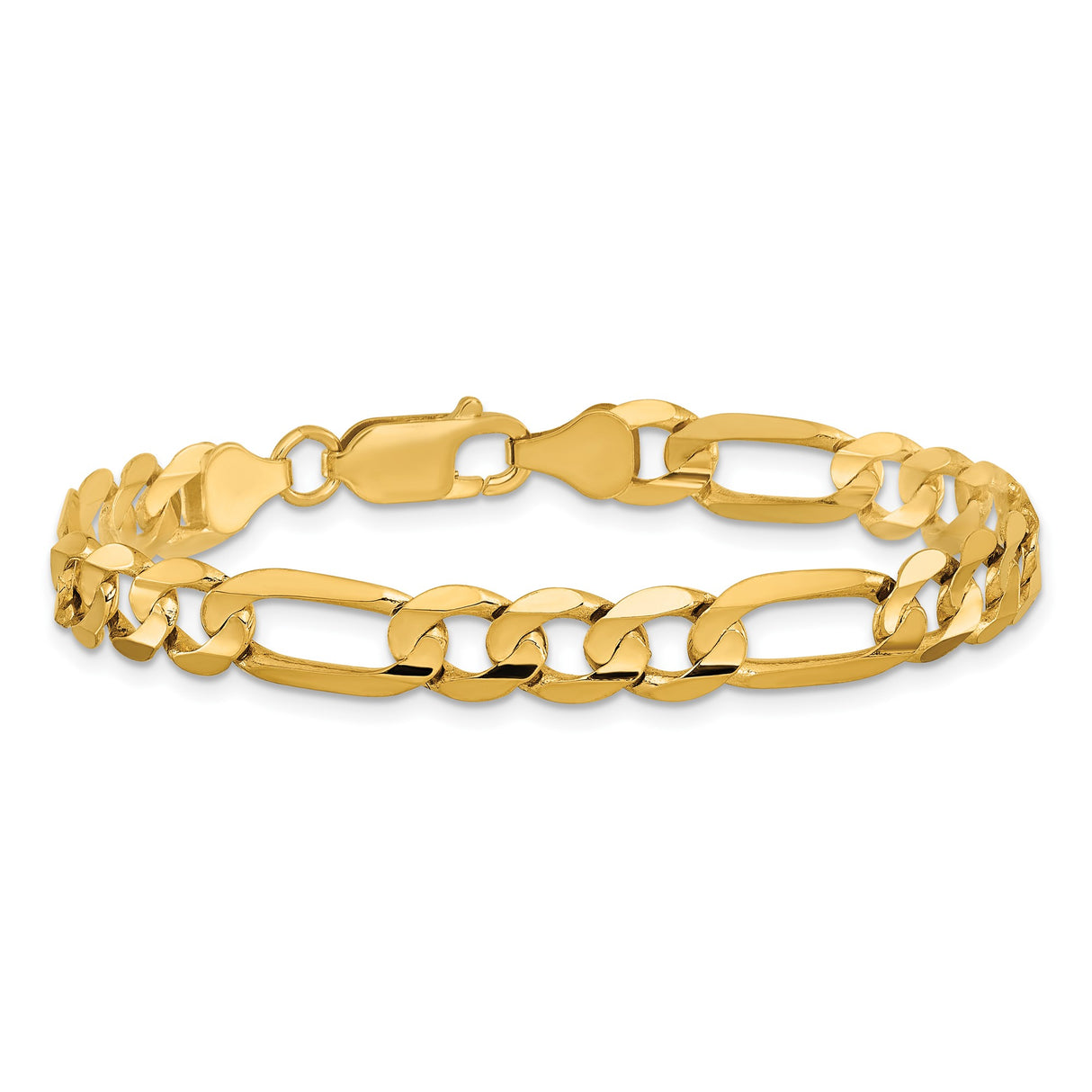 10K Yellow Gold 6.75 mm Figaro Chain Anklet, Polished
