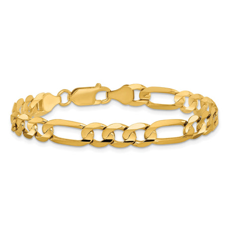 10K Yellow Gold 6.75 mm Figaro Chain Bracelet, Polished