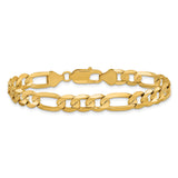 10K Yellow Gold 7.5 mm Figaro Chain Anklet, Polished