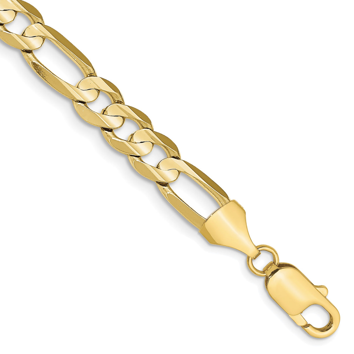 10K Yellow Gold 7.5 mm Figaro Chain Bracelet, Polished shown for scale