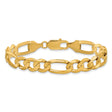 10K Yellow Gold 8.75 mm Figaro Chain Bracelet, Polished