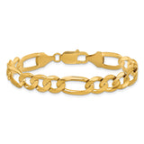 10K Yellow Gold 8.75 mm Figaro Chain Bracelet, Polished