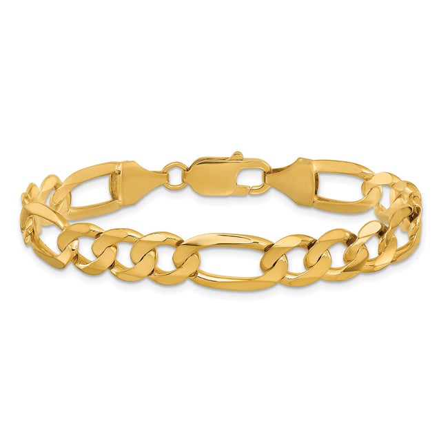 10K Yellow Gold 8.75 mm Figaro Chain Bracelet, Polished