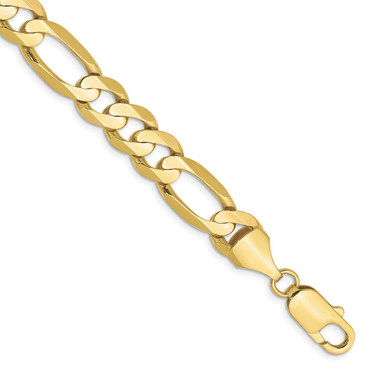 10K Yellow Gold 8.75 mm Figaro Chain Bracelet, Polished alternate angle