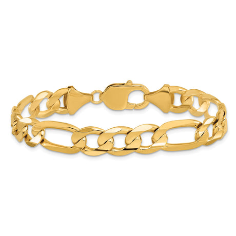 10K Yellow Gold 10 mm Figaro Chain Bracelet, Polished
