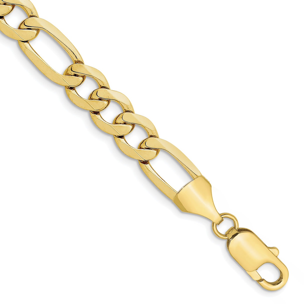 10K Yellow Gold 10 mm Figaro Chain Bracelet, Polished shown for scale