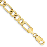 10K Yellow Gold 10 mm Figaro Chain Bracelet, Polished shown for scale
