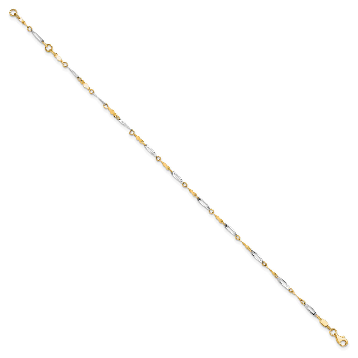 10K Two-tone Gold 2.5 mm Polished Chain Anklet