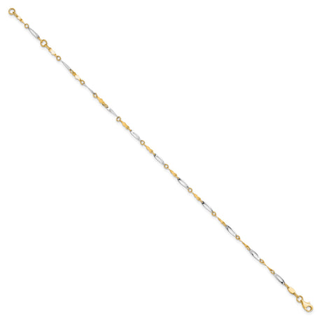 10K Two-tone Gold 2.5 mm Polished Chain Anklet